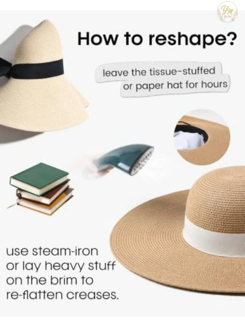 Womens Wide Brim Floppy Paper Straw Sun Hat with Adjustable Chin Strap,